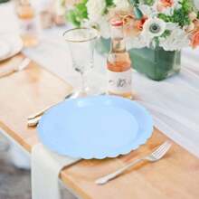 10pcs/20pcs/40pcs/Set,Light Blue Paper Plates 9Inch 7 Inch BabyBlue Scalloped Plates Disposable Dinner Plates For Wedding Shower Birthday Party Dessert Plates