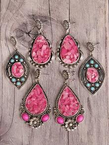 1 对优雅几何不对称设计波西米亚风格复古耳环，适合女士