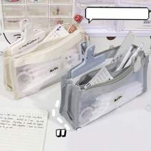 Transparent 5 Layer Mesh Bag Pen Pencil Case Visable Pocket Storage Pouch For Stationery School,Pencil Pouch,School Bag, School Supplies,Back To School