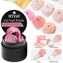 Mtssii 4pcs Non-Stick Hand Solid Nail Extension Gel Set With Flower Molds Sculpting Brush-Clear White Pink Prolong Hard Gel 3D Carving Flower Nail Art Shaping Gel Rhinestone Glue Gel Easy To Operate Gift For Home Salon Manicure Kit Nail Supplies Nails - 彩色 - 查看 6