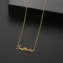 1 pieza Collar con colgante de los 12 signos del zodiaco en inglés, de acero inoxidable, accesorio de joyería con capas sencillo y personalizado para mujeres