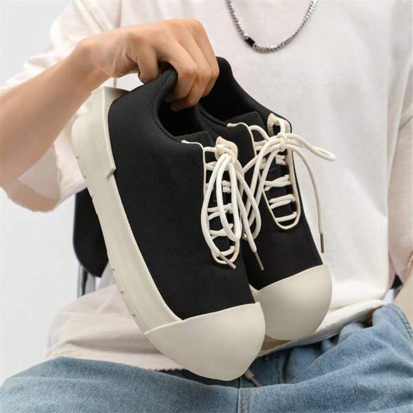 New Men's Niche American Street Style High-Top Lace-Up Waterproof Snow Boots, Personalized Thick Sole Super Elevating Lightweight And High-End Bread Shoes