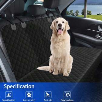 Car Rear Seat Cover, Dog Pet Barrier Mat, Anti-Slip Waterproof Protective Car Seat Covers With Zipper