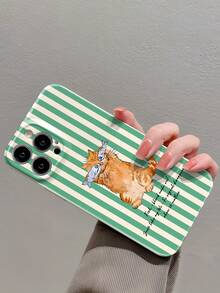 غطاء هاتف خلوي صلب مثقب ناعم مطبوع عليه رسوم قطة وسمكة مخططة متوافق مع هواتف آيفون 11/12/13/14/15/16 برو ماكس، مقاوم للماء والصدمات ومقاوم للخدش - متعدد الألوان - مشاهدة 3