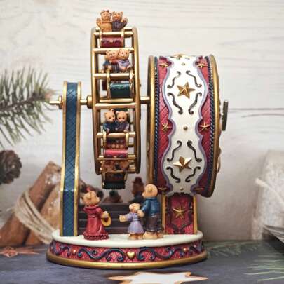 Boîte à musique en résine avec grande roue de Ferris rotative, ornement décoratif, cadeau pour anniversaire, fêtes, anniversaire
