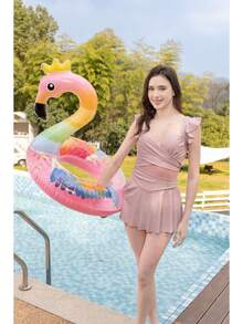 1pc Colorful Flamingo Inflatable Swimming Ring, Thick Flamingo Swim Ring, High-Quality Underarm Float - Multicolor - View 7