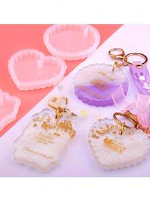 4pcs/Set Heart Shaped Silicone Molds For UV Resin Epoxy Resin DIY Pendant - White - View 2