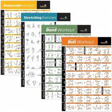 NewMe Fitness Workout Posters Home Gym - Exercise Posters Full Body Workout - Core, Abs,, Glutes & Upper Body Training Program - 4 Pack - View 1