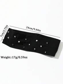 1pc Fashionable Punk Headband Gothic Elastic Fabric Studded Soft Non-Slip Hollow Beach/Holiday Headwear Elastic Yoga Sports Headband, Versatile For Daily Wear, Suitable For Multiple Occasions Fashion Hair Accessories Classic Hair Bands Fall Winter For Vacation Outfits Woman Elegant Scarf Women Bandana Soft Headwrap Summer Outfits - màu đen - Xem 4