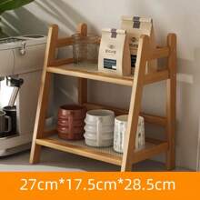 1pc Modern Bamboo Woven Storage Rack, Double Layer Desktop Organizer For Dormitory, Bedroom, Office, Kitchen, Perfect For Rome Decor, Home Decor And Garden Decorations