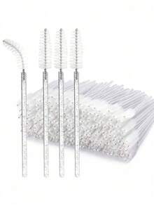 200支装、100支装、50支装、10支装一次性睫毛膏刷，水晶S型睫毛嫁接刷，螺旋睫毛眉刷睫毛棒化妆套装（白色），眉刷，眼影刷，刷子，赠品 - 白色 - 查看 6