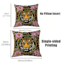 1 pieza Funda de almohada con impresión de cabeza de tigre vintage de 17.7*17.7 pulgadas (45*45cm)/19.69*19.69 pulgadas (50*50cm), cómoda de terciopelo para decoración del hogar, sofá, dormitorio, automóvil, adecuada para uso diario, decoración minimalista para el hogar (Relleno de almohada no incluido)