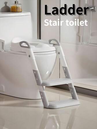 1件阶梯式儿童马桶，升级款加大加宽，可拆卸坐垫方便清洗，适合市面上大部分马桶-35至42厘米自适应，楼梯防滑设计，防止宝宝意外滑倒，携带方便，可折叠体积小，楼梯升降高度可调，适用于酒店、室内、旅行。