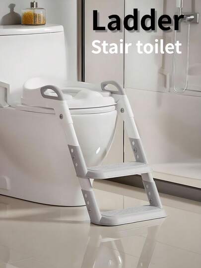 1件阶梯式儿童马桶，升级款加大加宽，可拆卸坐垫方便清洗，适合市面上大部分马桶-35至42厘米自适应，楼梯防滑设计，防止宝宝意外滑倒，携带方便，可折叠体积小，楼梯升降高度可调，适用于酒店、室内、旅行。