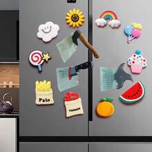 1 件趣味刀磁性冰箱贴，带创意卡通便利贴，3D 趣味斧头冰箱贴，手里剑装饰，新奇家居装饰礼品，适合家庭、办公室、冰箱、储物柜、橱柜铁表面的独特礼物 - 彩色 - 查看 4