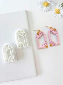 2pcs Daisy Flower Arch Cutout Polymer Clay Cutters Boho Polymer Clay Jewelry Making, Polymer Clay Stud Earring Making Tool, Clay Jewelry Making Kit