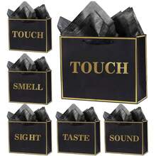 5件套礼品袋套装，男女皆宜，配有丝带提手和薄纸包装，适用于情人节、婚礼、生日、母亲节等场合（白色/黑色/粉色） - 彩色 - 查看 1