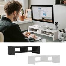 Wood Monitor Stand Riser, Monitor Stand 2 Tiers Computer Monitor Riser, Computer Stand, Laptop Stand With Storage Shelf For Home And Office - Multicolor - View 2