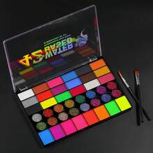 42 Colors Face & Body Painting Kit, Matte, Glow-In-The-Dark (Under UV Light) And Glitter Powders Combination, Suitable For Cosplay, Stage Performance, Halloween, Christmas, Carnival, Makeup Party - Multicolor - View 7