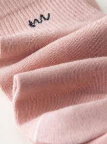 1/7 Pairs Women Candy Color Letter Print Ankle Short Socks, Fashion Casual Versatile For Everyday Wear