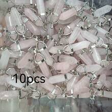 10 PIEZAS Colgantes de piedra natural, ágatas, cristal de cuarzo y fluorita hexagonal para hacer collares y joyas, accesorios para manualidades