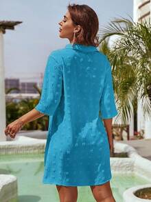 Women's Swimsuit Cover - Ups White Chiffon Bikini Swimwear Beach Dress Outfits Summer 6HQS - 孔雀藍 - 查看 3