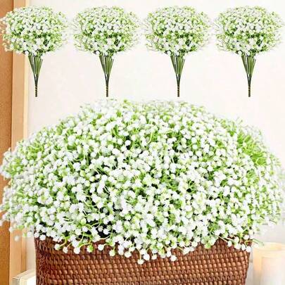 1/10/30/60/100/120 piezas Flores artificiales de inspiración infantil de lujo, tallos de flores artificiales de cielo estrellado realistas y duraderos - Perfectos para decoración del hogar, al aire libre, oficina, jardín, bodas, fiestas, tiendas, así como excelentes opciones para ramos de novia, manualidades DIY, centros de mesa, decoraciones románticas, flores decorativas universales para primavera, verano, otoño, invierno, las cuatro estaciones