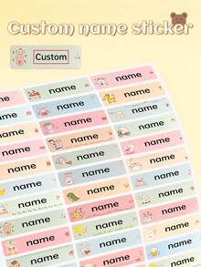 80 piezas/160 piezas Pegatinas personalizadas de nombres de dibujos animados lindos, material de PVC resistente al agua con autoadhesivo, adecuado para botellas de agua, libros, papelería, loncheras, pegatinas de nombres lindos de múltiples usos, útiles escolares, niños, Urban Gala, Moderno, Colorido, Lindo