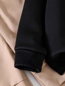 青少年男孩熊图案保暖圆领运动衫和梭织长裤套装 - 黑色 - 查看 4