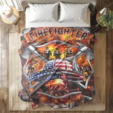 1 pătură confortabilă din flanel cu grafică de pompieri, decor dormitor, pătură de picnic, pătură de călătorie, pătură de lână, pătură de pat, pătură de pluș, pătură de agrement, pătură de toamnă, pilotă de vară, pătură de dormitor, pătură moale, pătură de canapea, pătură respirabilă, design moale tricotat din poliester, utilizare versatilă, lavabilă la mașină, cadou ideal pentru casă și călătorii pentru familie și prieteni, pătură caldă și confortabilă pentru dormitor, canapea, birou, activități în aer liber, camping