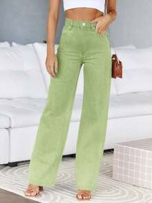 Women's Boyfriend Fit Denim Jeans – High Waist Straight Leg Baggy Pants Christmas Gift & New Year Gift - Xanh nhạt - Xem 1