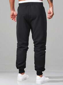 Pantalones casuales de corte suelto para hombre con estampado de letras, cintura con cordón y bolsillos, pantalones deportivos de ajuste regular, adecuados como regalo para novio o esposo, para primavera y otoño