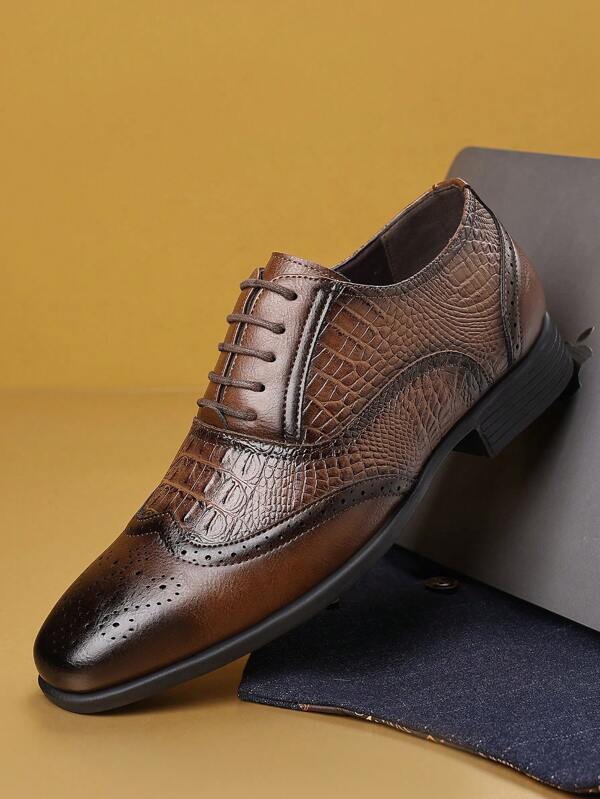 Mioeert Herren Anzugschuhe Mode Krokoprägung handgefertigt Anzugschuhe Slip-On Loafer Schuhe für Herren
