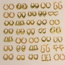 8Pairs/Lot Exquisite Elegant Vintage Golden Stainless Steel Women Earrings, Round Heart-Shaped Geometric Style Romantic Dating Valentine's Day Gifts Daily Wear Accessories