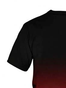 男士渐变色T恤短裤套装（两件套），“PARIS”印花圆领短袖T恤搭配抽绳口袋短裤，休闲时尚，适合夏季户外穿着，100%涤纶 - 彩色 - 查看 5