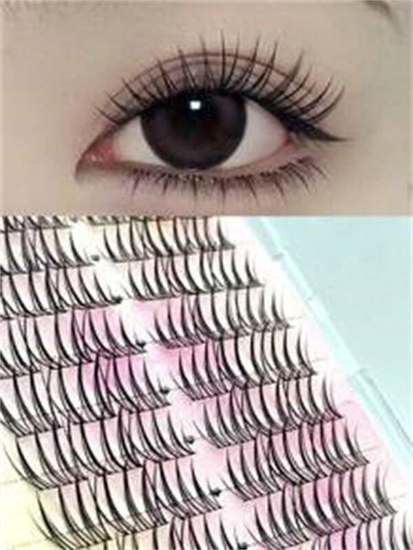 18/60pcs Natural Looking Segmented Slouchy 3-Step Eyelashes For Beginners, Reusable Self Grafting