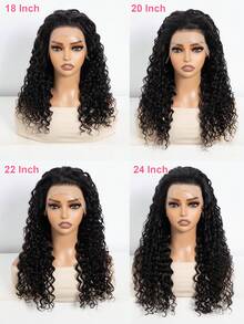 QVR QUEEN VIRGIN REMY QVR Deep Wave Lace Front Wigs 100% Human Hair 13x4 Lace Frontal Wigs Pre Plucked Glueless Super Wave Remy Human Hair Lace Closure Wig Natural Black Color 180% Density - SNatural - View 5