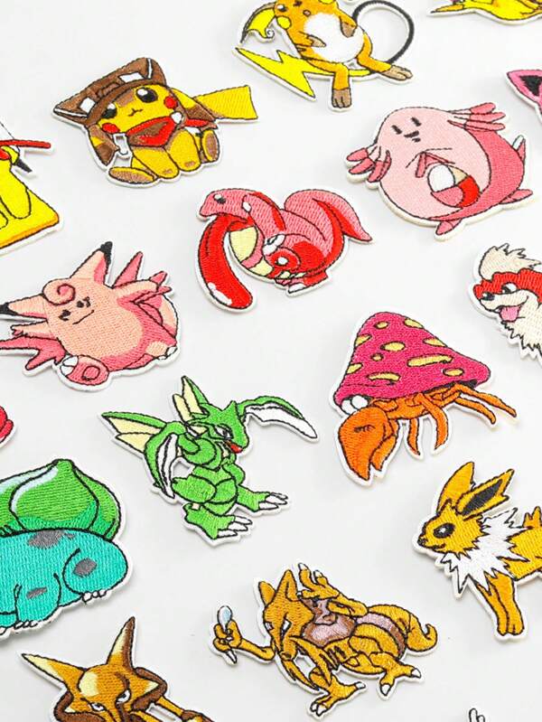 pokemon Adesivos de pano bordado Pokémon, Adesivos de remendo de passar a ferro relacionados ao anime, Adesivos de remendo laváveis e adesivos de emblema bordado