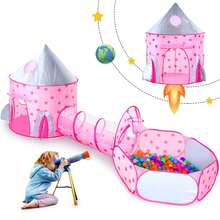 3 In 1 Kids Tent Playhouse With Tunnel And Ball Pit, Cute Pink Star Teepee Tent For Girls Bedroom Accessories, Toddler Toys Baby Toys Boys Toys Indoor Outdoor Garden Toys, Birthday Gifts,Halloween,Christmas Soft Play Games Doll House Kids Bedroom Decor (No Balls) - Multicolor - View 10