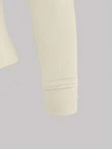 XLLAIS 女士弹力修身长袖休闲T恤，畅销款，秋冬春季 - 米色 - 查看 8