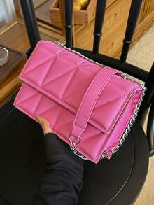 Quilted Flap Chain Square Bag pink - Pink - View 5