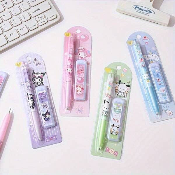 Sanrio 1pc Cute Sanrio Automatic Pencil Set, High-Quality Design For Elementary School Girls, Grade 1 Use