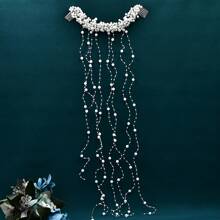 1 pièce Peigne à cheveux avec perles et strass, accessoire de cheveux de mariée minimaliste, coiffe faite main pour femmes
