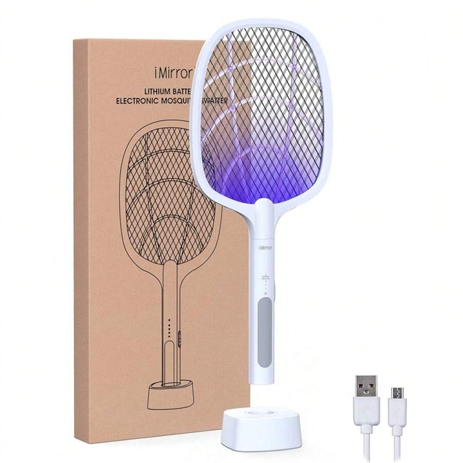 2-In-1 Electric Insect Killer, Mosquito Trap Light, Racket Mosquito Killer With Safety Net Protection Technology, Safe Touch, Portable Fly Guard, Suitable For Indoor And Outdoor Terrace Use