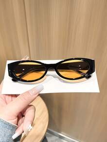 1 副女士亚克力复古椭圆形镜框时尚眼镜，适合夏季外出、日常服装装饰和 Y2K 配饰 - 彩色 - 查看 3