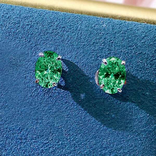 1 par de pendientes de tuerca unisex de circonita cúbica - Elegantes pendientes ovalados de circonita de 4 garras para mujeres/hombres, joyería minimalista para uso diario y vacaciones, regalo de aniversario perfecto