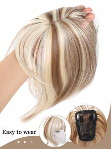 带刘海夹的假发，适合头发稀疏的女性使用的合成假发，12 英寸直发夹刘海发片，适合女性日常佩戴 - 彩色 - 查看 6