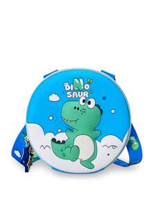 1 pieza Bolso bandolera pequeño y redondo con estampado 3D lindo y de dibujos animados de niños y niñas con estilo, de estilo coreano versátil, correa de hombro casual y cómoda, variedad de patrones de impresión a elegir, satisface las necesidades básicas de almacenamiento, adecuado para uso diario y juego, una excelente opción de regalo