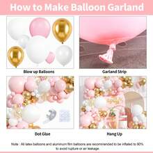 105pcs Pink & White Balloon Arch Kit, Pink & Gold Balloon Garland Arch Decor, Pink White Gold Confetti Balloons For Boy Girl Baby Shower Gender Reveal Wedding Birthday Party Room Bridal Shower Decorations - Baby Pink - View 3