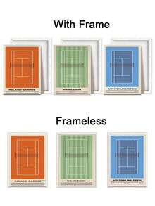 3pcs Tennis Tournament Canvas Art Set, High Quality Minimalist Wall Decor, Interior Wall Decor, Modern Wall Art, Tennis Decor, Wall Arts, Poster, Art Prints, Wall Arts, Posters, Paintings, For Living Room, Bedroom, Bathroom, Optional Frame - Multicolor - View 6